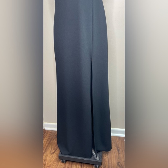 B Darlin Black Slitted Spaghetti Strap Sweetheart Full-Length Gown 13/14 - Picture 4 of 12